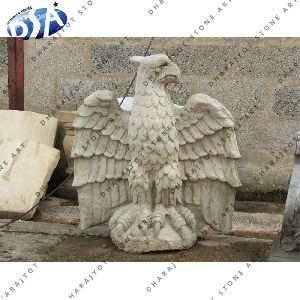 White sandstone Hand Carved Eagle Statue