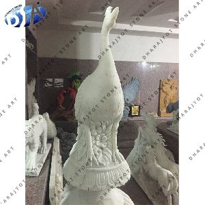 White Sandstone Peacock Statue