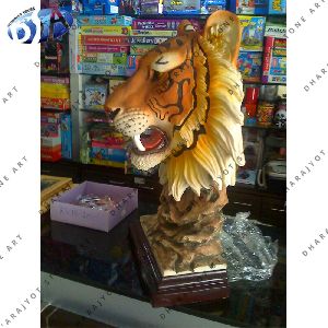 yellow marble tiger head statues