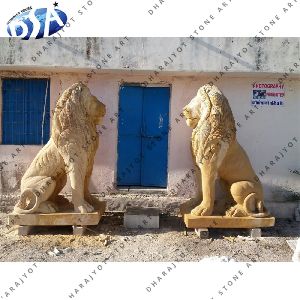 Yellow Sandstone Lion Statue