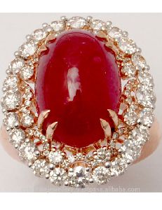 Cabochon Ruby Diamond Cocktail Ring