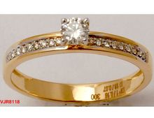 Diamond Studded Bezel Shank Solitaire Gold Engagement Ring