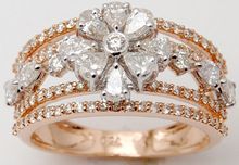 Rose Gold Pear Cut Diamond Flower Band Ring