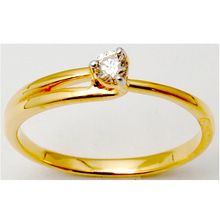 Small Solitaire Diamond Sleek Yellow Gold Ring
