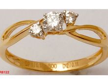 Three Diamond Yellow Gold Sleek Ring