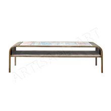 Antique Brass Metal Coffee Table for Living Room 