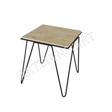 Industrial Metal Wood Side Table