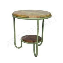 Modern Metal Wood Round Coffee table 