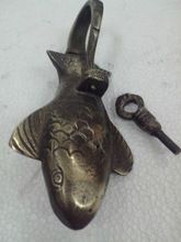 Indian antique brass whale fish lock