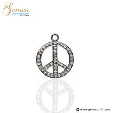 Handmade Silver Diamond Peace Charm Pendant