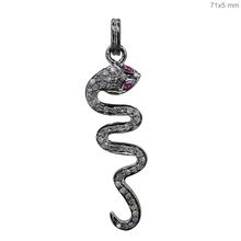 Silver Pave Diamond Snake Pendant