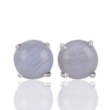Agate Earring, High Quality Natural Blue Lace Agate Gemstone