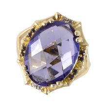 Natural Purple Stone And White Cubic Zirconia