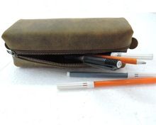 Buff Leather Square Pencil Case