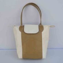 cream color leather purse