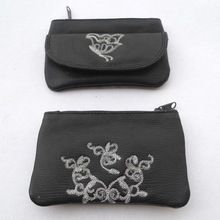 silver color embroidery clutches