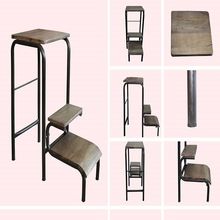 Iron Wooden Desk With Stool