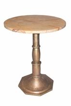 STONE TABLE WITH CAST IRON BASE