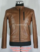 brown vintage distressed leather jacket