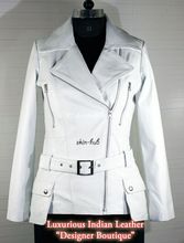 white sheep leather Breasted Coat