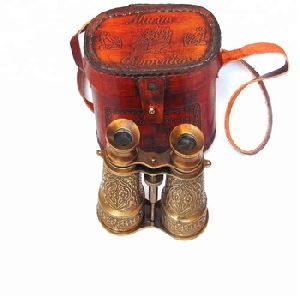 Nautical Binocular with Embossed Red Leather Box