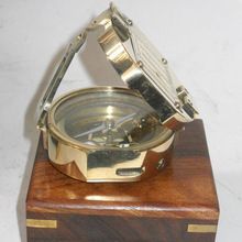 Nautical Brass brunton compass with Wooden box