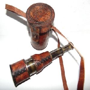 Nautical Etching Telescope With Leather Box