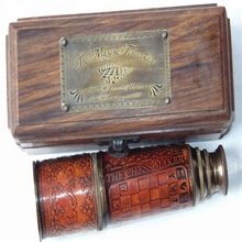 Nautical Marine chess Maker Red Leather Telescope with box
