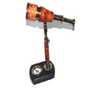 Nautical Red Leather etching Telescope with stand
