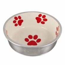 Stainless Steel Ceramic Color Print Dog Bowl
