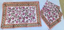Cotton hand block printed table mat sets with napkins