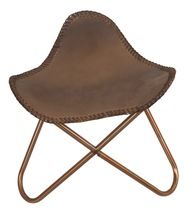 brown leather fishing stool