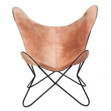 buff leather butterfly chair
