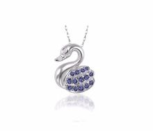 925 Sterling Silver with Rhodium Plated Swan Pendant