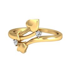 Gold Plated Heart Leaf Ring With CZ
