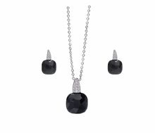 Rhodium Plated Black Onyx Jewelry Set