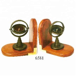 Nautical Wooden Compass Bookend