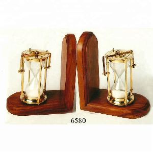 Wooden Brass Nautical Timer Bookend