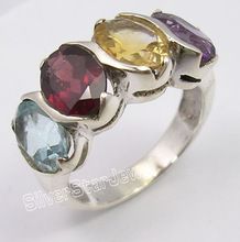 multi gemstones handmade wedding ring