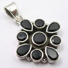 natural black onyx 925 silver pendant