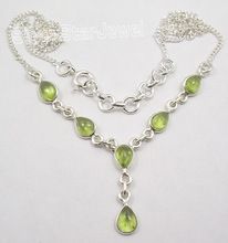 natural semi precious green peridot gemstone Necklace