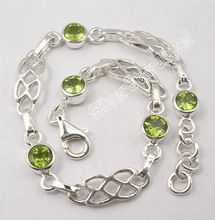 Round shape peridot gemstone bracelet