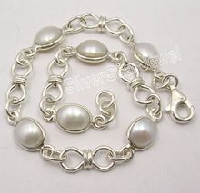Silver Natural AAA FRESH WATER PEARL WELL MADE Bracelet