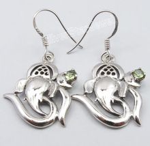 Sterling Silver Collectible PERIDOT GANESHA With OHM Prayer Earings