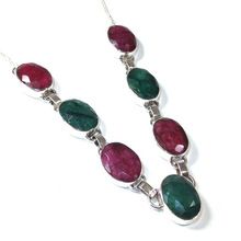 Emerald Quartz and Ruby Quartz Silver Necklace