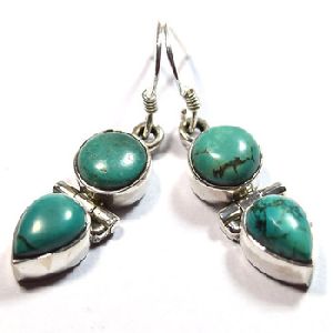 Turquoise Gemstones Pure Silver Earring