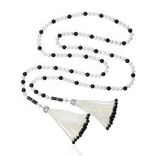 Onyx Diamond Tassel Necklace