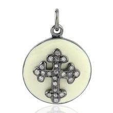 Silver Diamond Designer Cross Charm