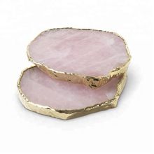 Pink Rose Quartz Coasters For Table