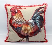 Rooster Art Cotton Cushion Cover